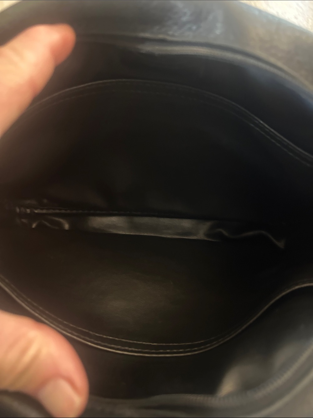 Vintage Longchamp black leather Le Foulonne 80’s-90’s clutch bag - Picture 9 of 11